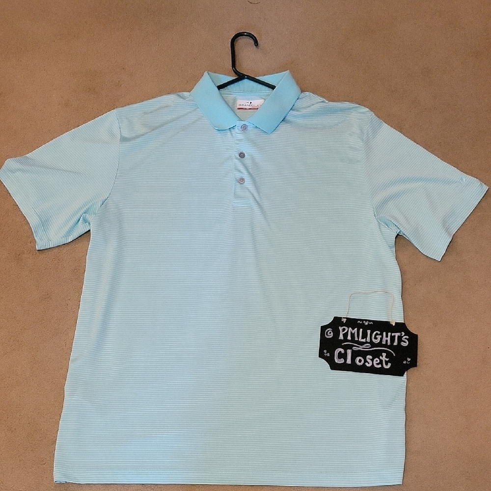 Grand Slam Performance Polo Shirt XL Short Sleeves Seafoam Green White Stripe